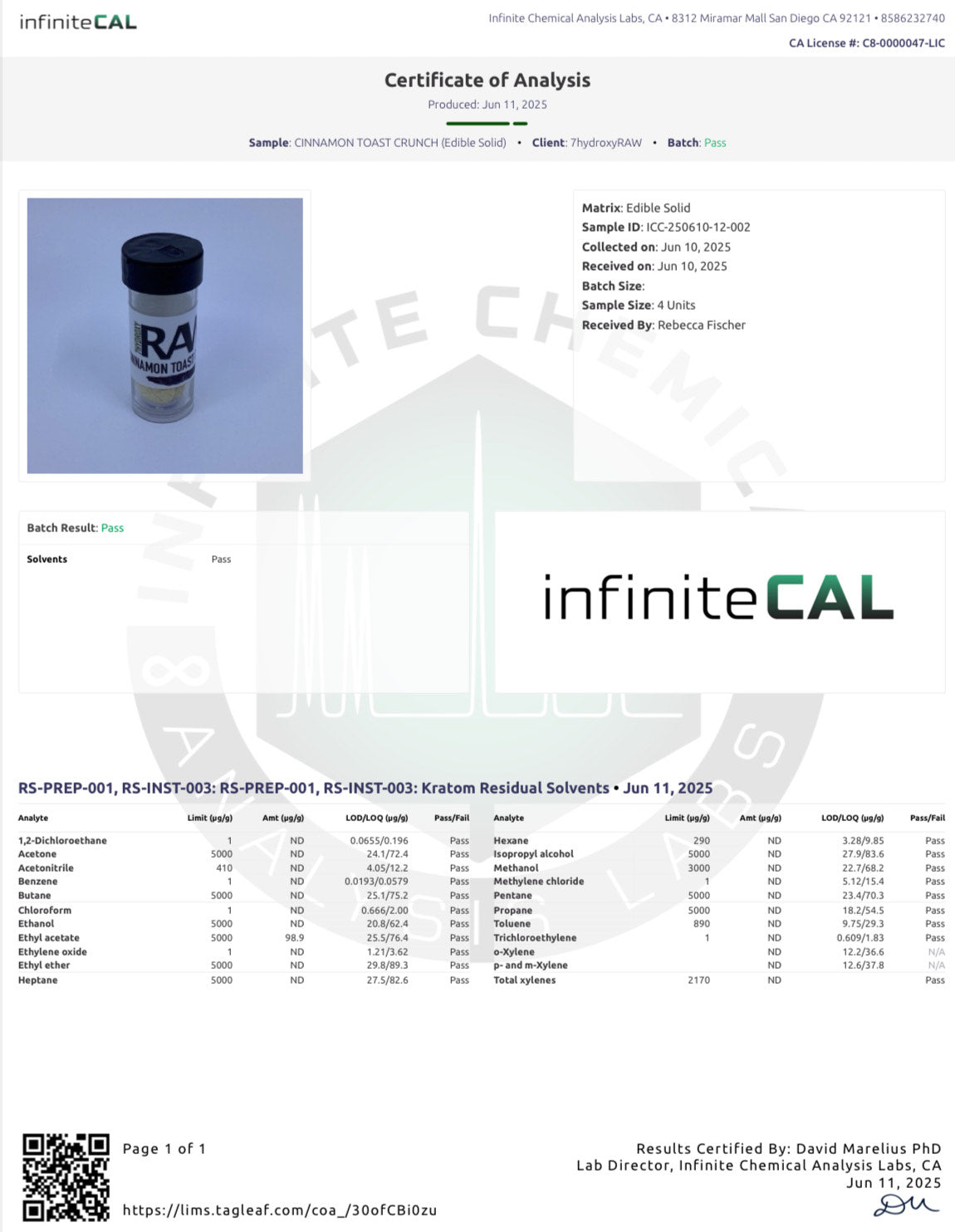 CINNAMON TOAST CRUNCH 30MG (DYE-FREE) - TOTAL ALKS 33.1MG (33.1MG 7-OH)