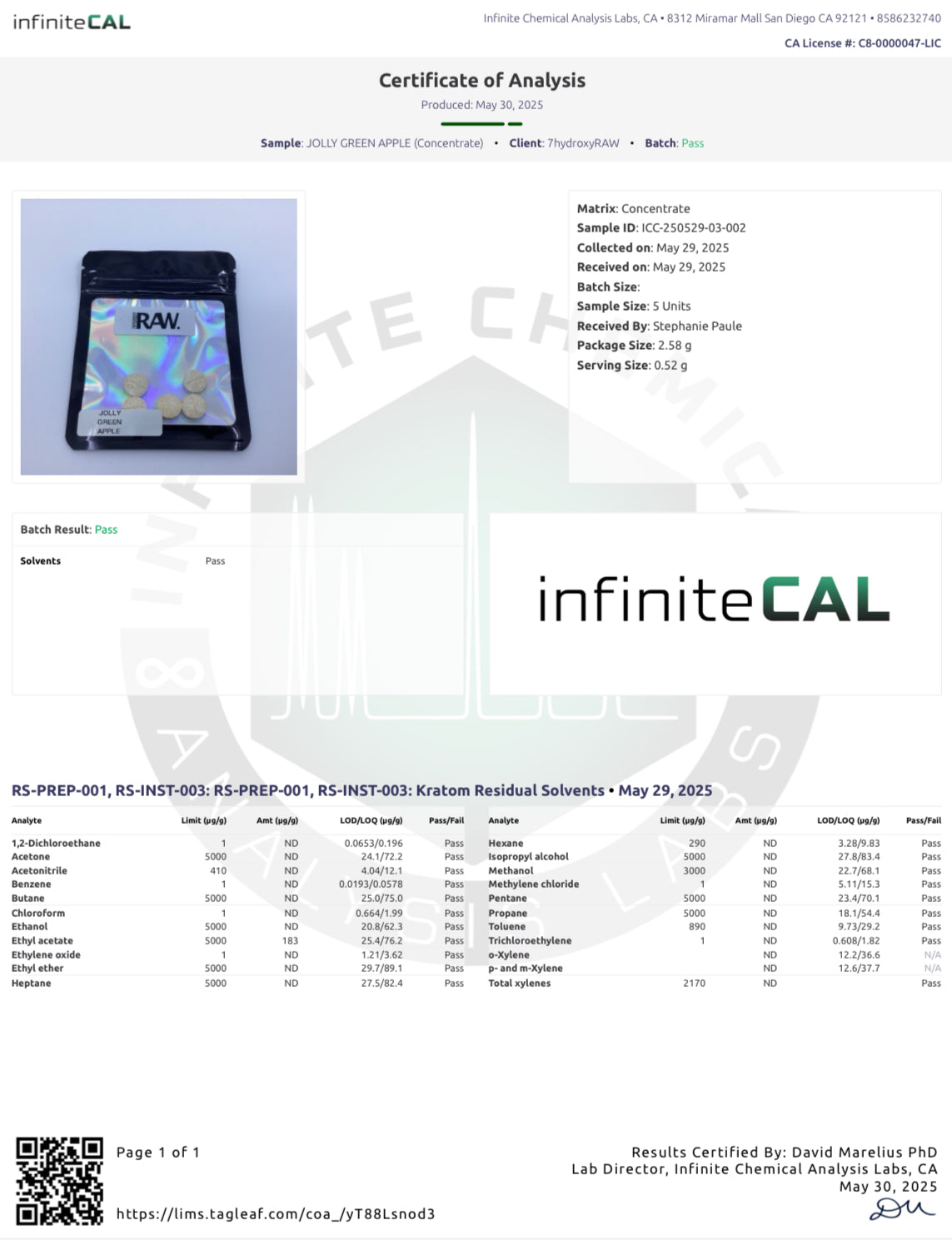 JOLLY GREEN APPLE 15MG (DYE-FREE) - TOTAL ALKS 18.1MG (16.3MG 7-OH)