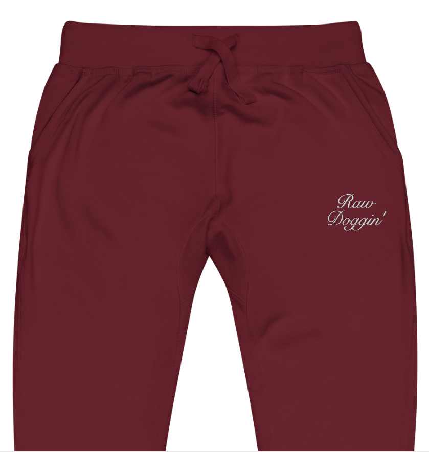 RAW DOGGIN' (WHITE EMBROIDERY) - Unisex Fleece Sweatpants