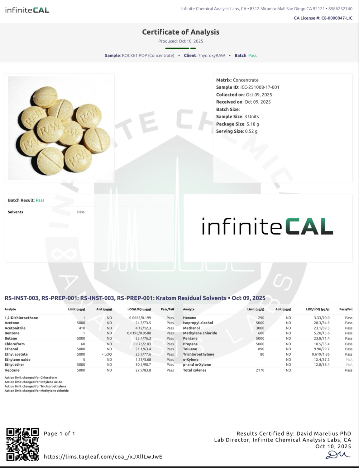 ROCKET POP π (DYE-FREE) - TOTAL ALKS 14.5MG (13.6MG 7-OH)