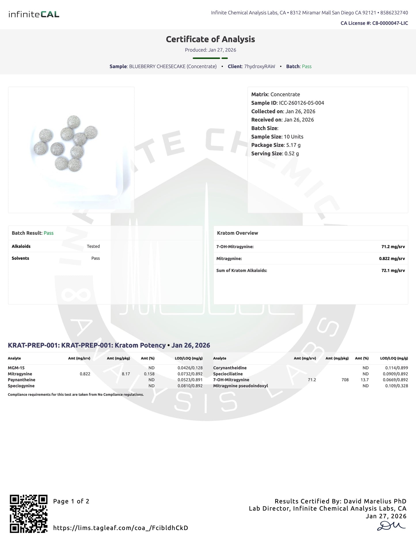 BLUEBERRY CHEESECAKE (DYE-FREE) - TOTAL ALKS 72.1MG (71.2MG 7-OH))
