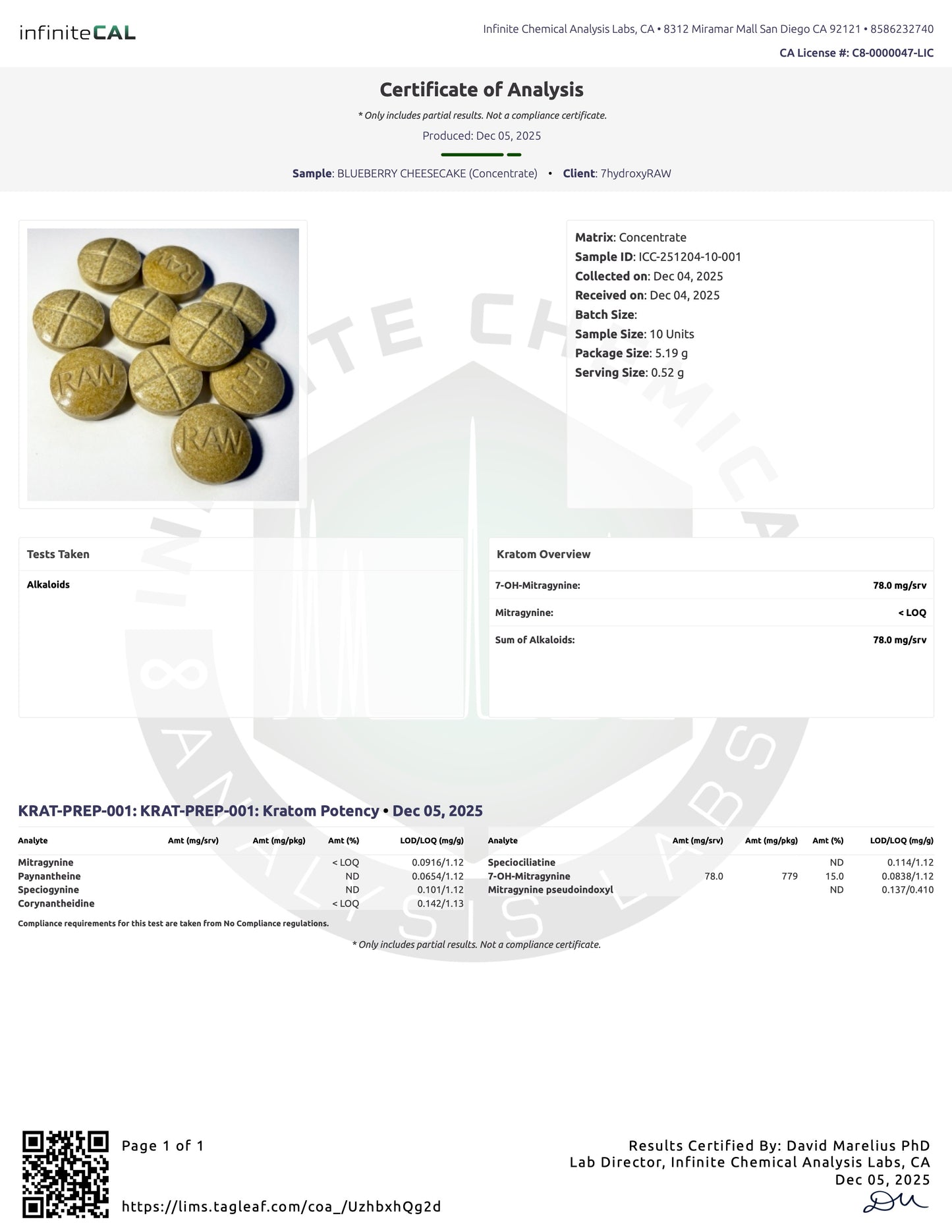 BLUEBERRY CHEESECAKE 75MG (DYE-FREE) - TOTAL ALKS 78MG (78MG 7-OH)