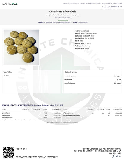BLUEBERRY CHEESECAKE 75MG (DYE-FREE) - TOTAL ALKS 78MG (78MG 7-OH)