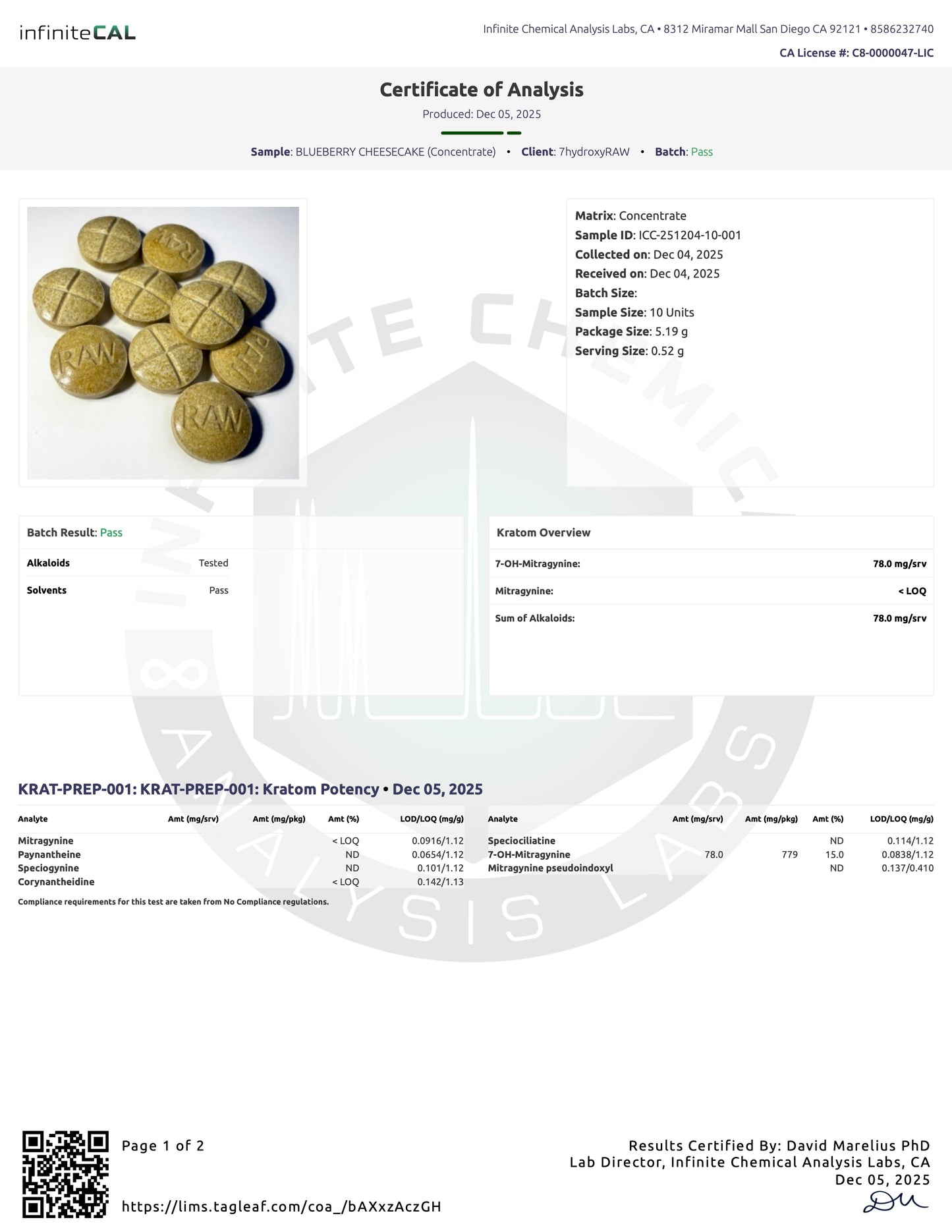BLUEBERRY CHEESECAKE (DYE-FREE) - TOTAL ALKS 72.1MG (71.2MG 7-OH))