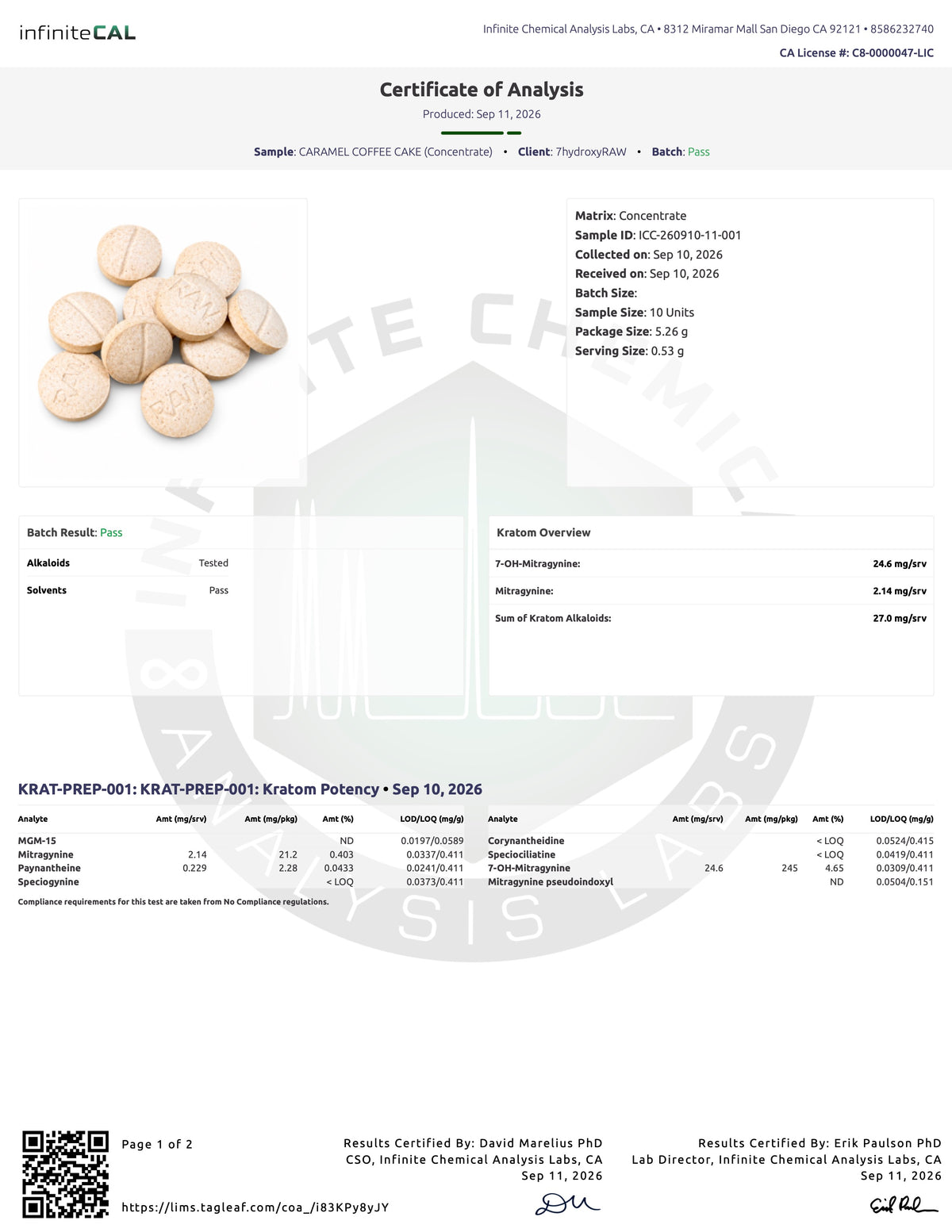 CARAMEL COFFEE CAKE (DYE-FREE) - TOTAL ALKS 27MG (24.6MG 7-OH)