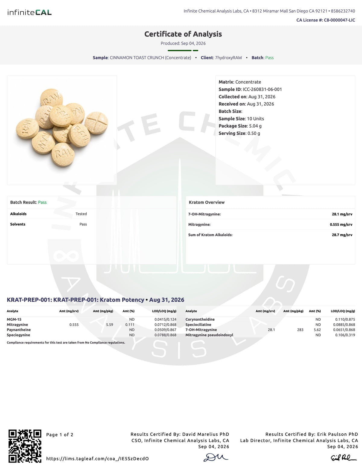 CINNAMON TOAST CRUNCHIES (DYE-FREE) - TOTAL ALKS 28.7MG (28.1MG 7-OH)
