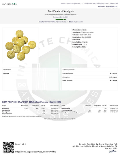 COOKIES N' CREAM 40MG (DYE-FREE) - TOTAL ALKS 43.1MG (42.3MG 7-OH)