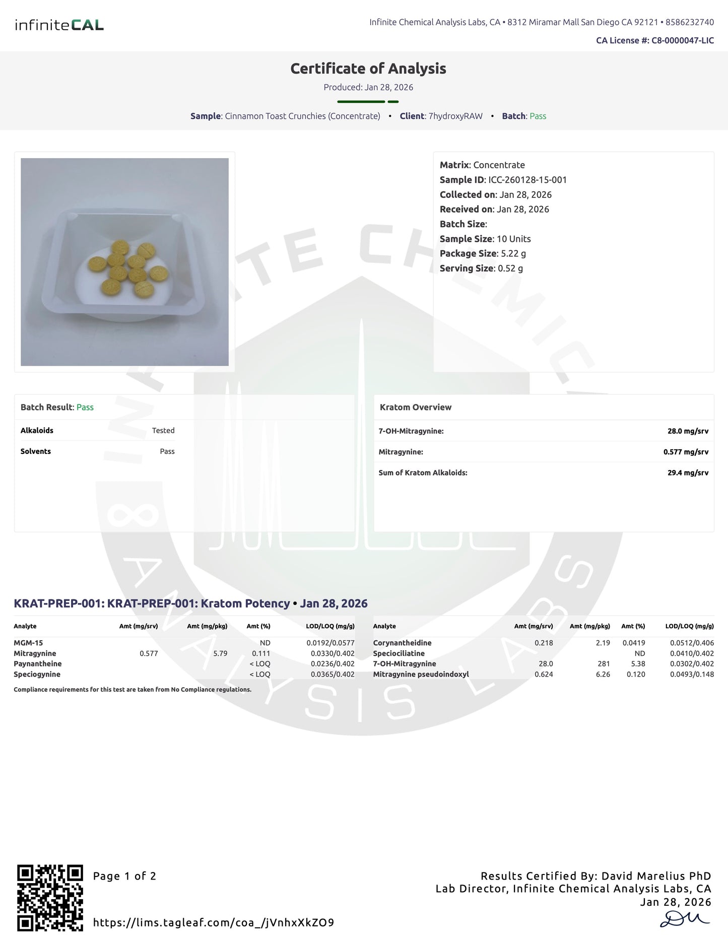 CINNAMON TOAST CRUNCHIES (DYE-FREE) - TOTAL ALKS 29.4MG (28MG 7-OH)