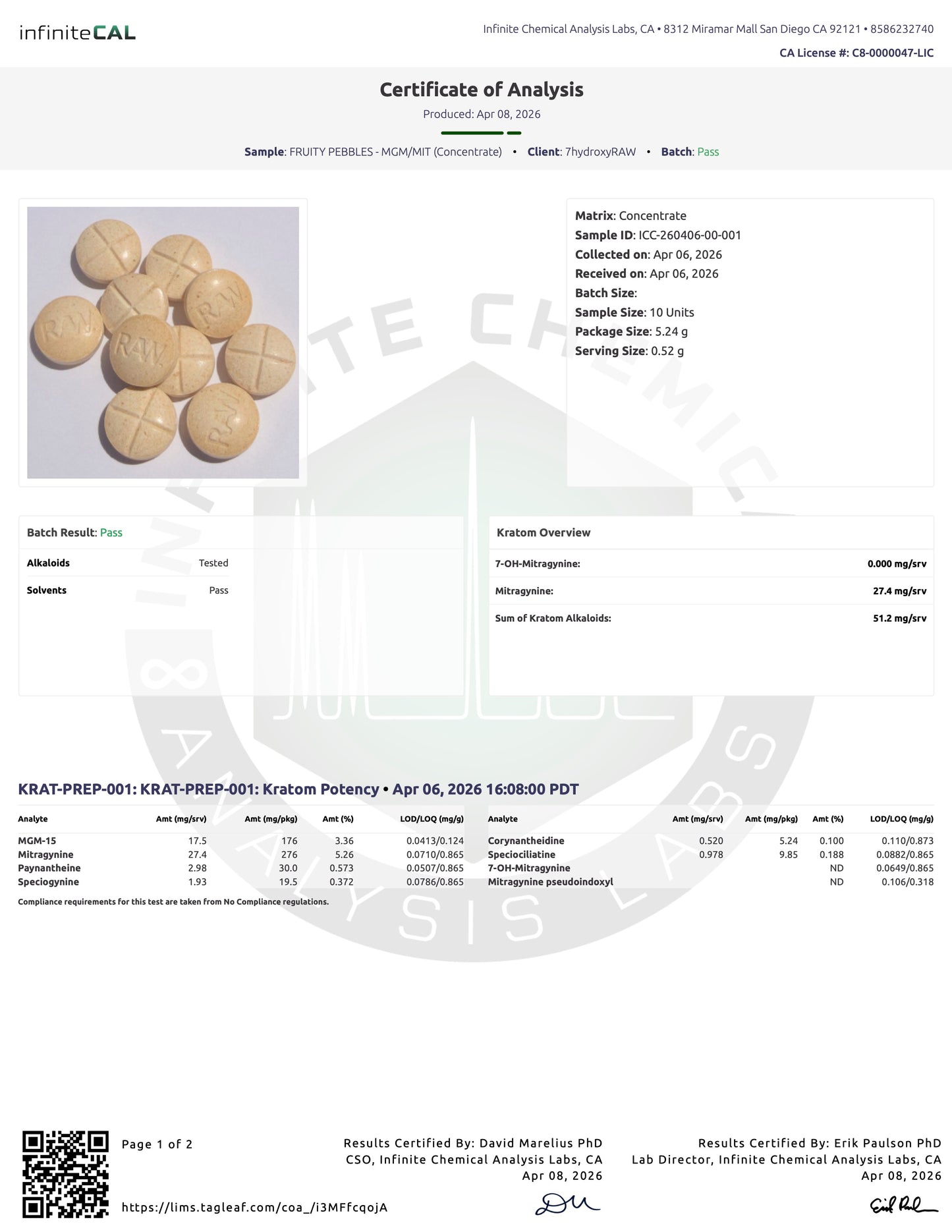 FRUITY PEBBLES MGM/MIT - TOTAL ALKS 51.2MG (17.5MG MGM/27.4MG MIT)