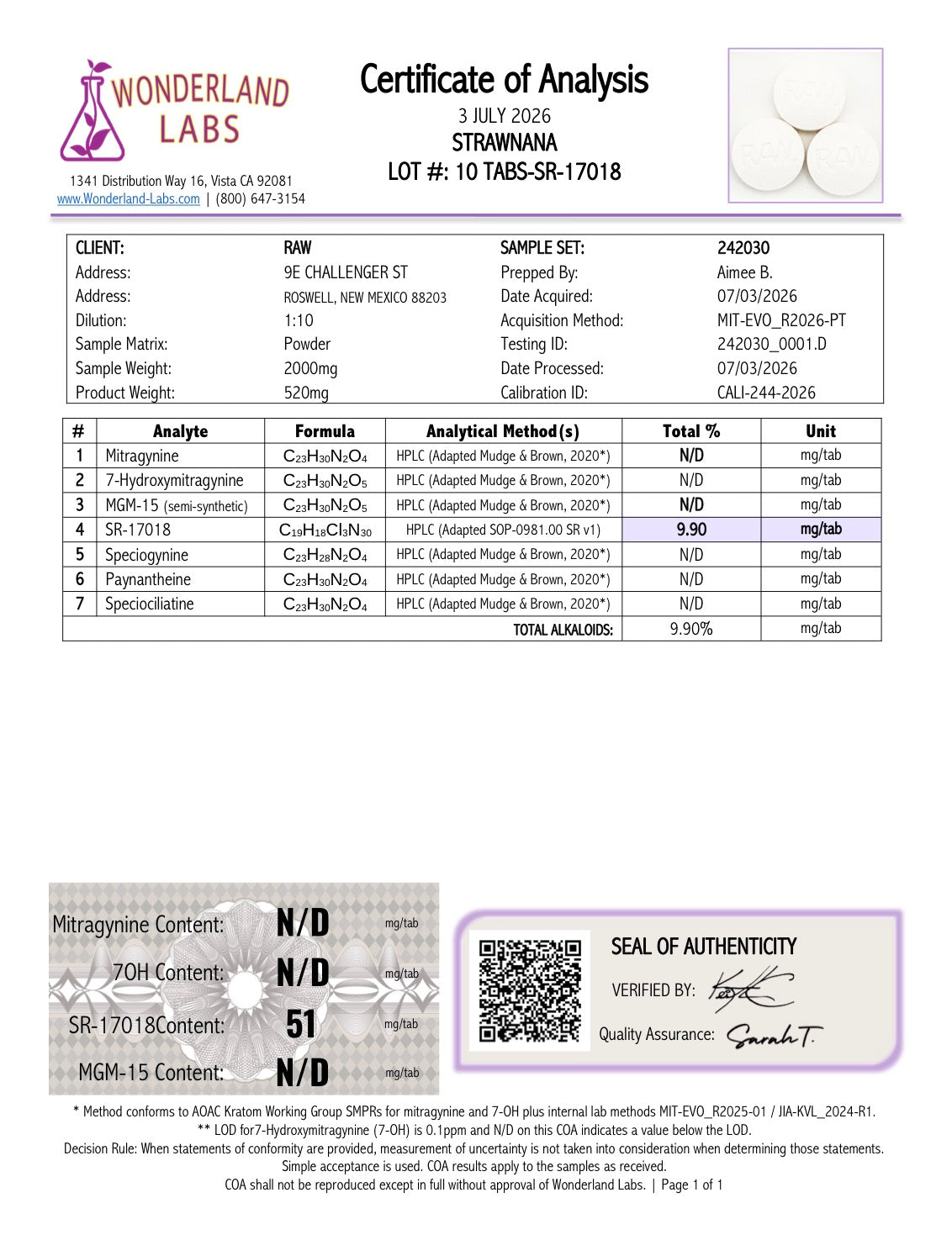 STRAWNANA RESET MODE TABS - 51MG - SR-17018