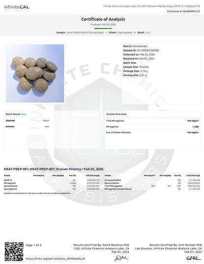 JOLLY GREEN APPLE (DYE-FREE) - TOTAL ALKS 18MG (18MG 7-OH)