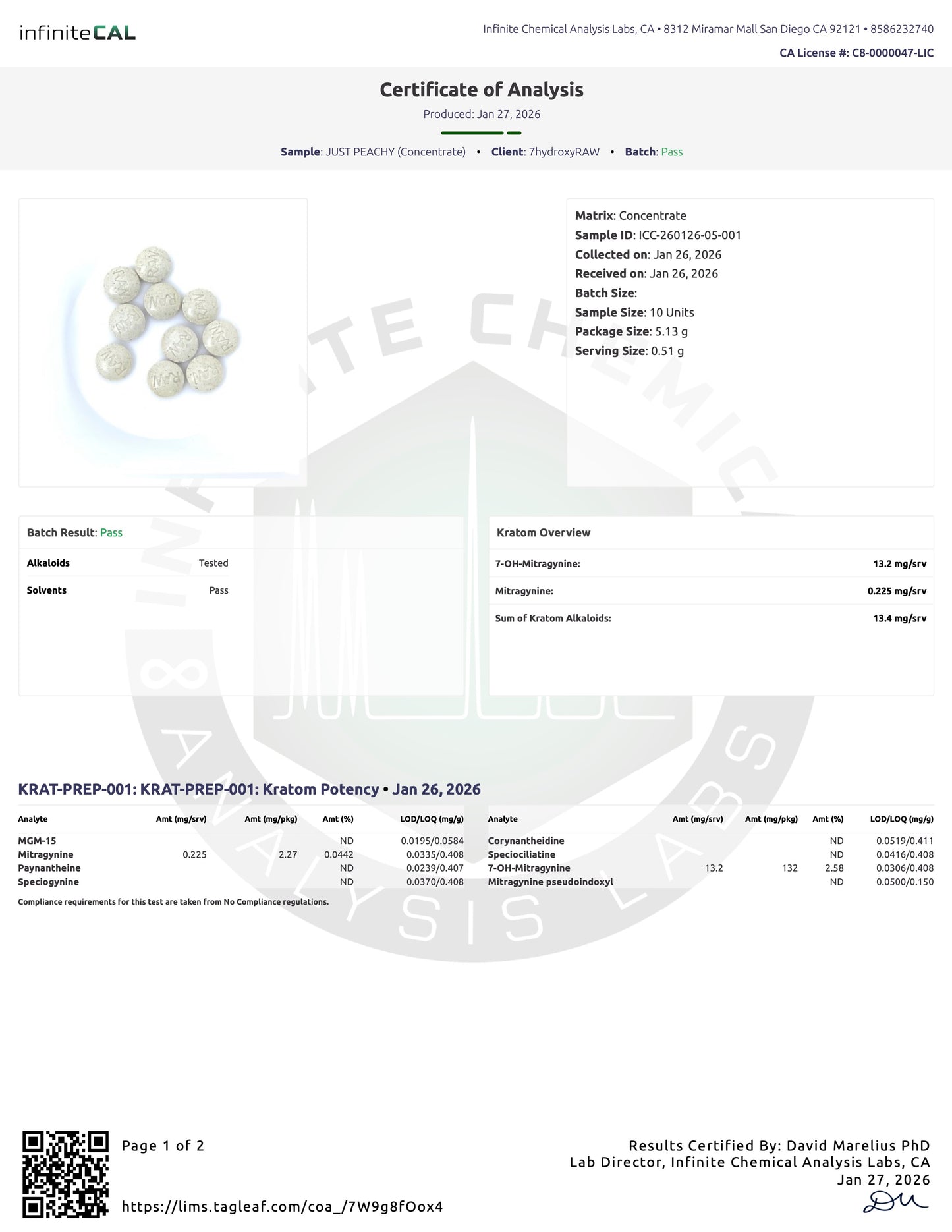 JUST PEACHY (DYE-FREE) - TOTAL ALKS 13.4MG (13.2 MG 7-OH)