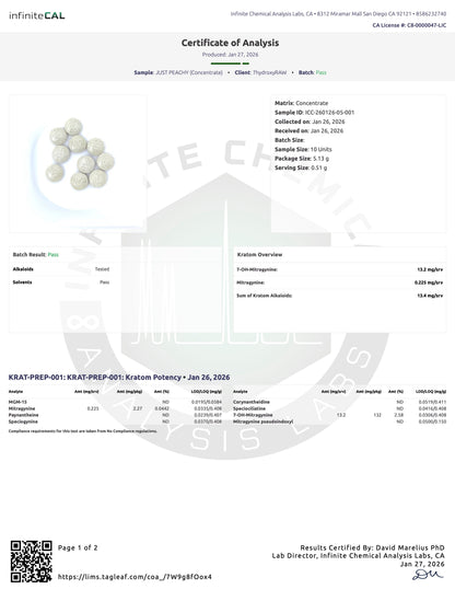 JUST PEACHY (DYE-FREE) - TOTAL ALKS 13.4MG (13.2 MG 7-OH)