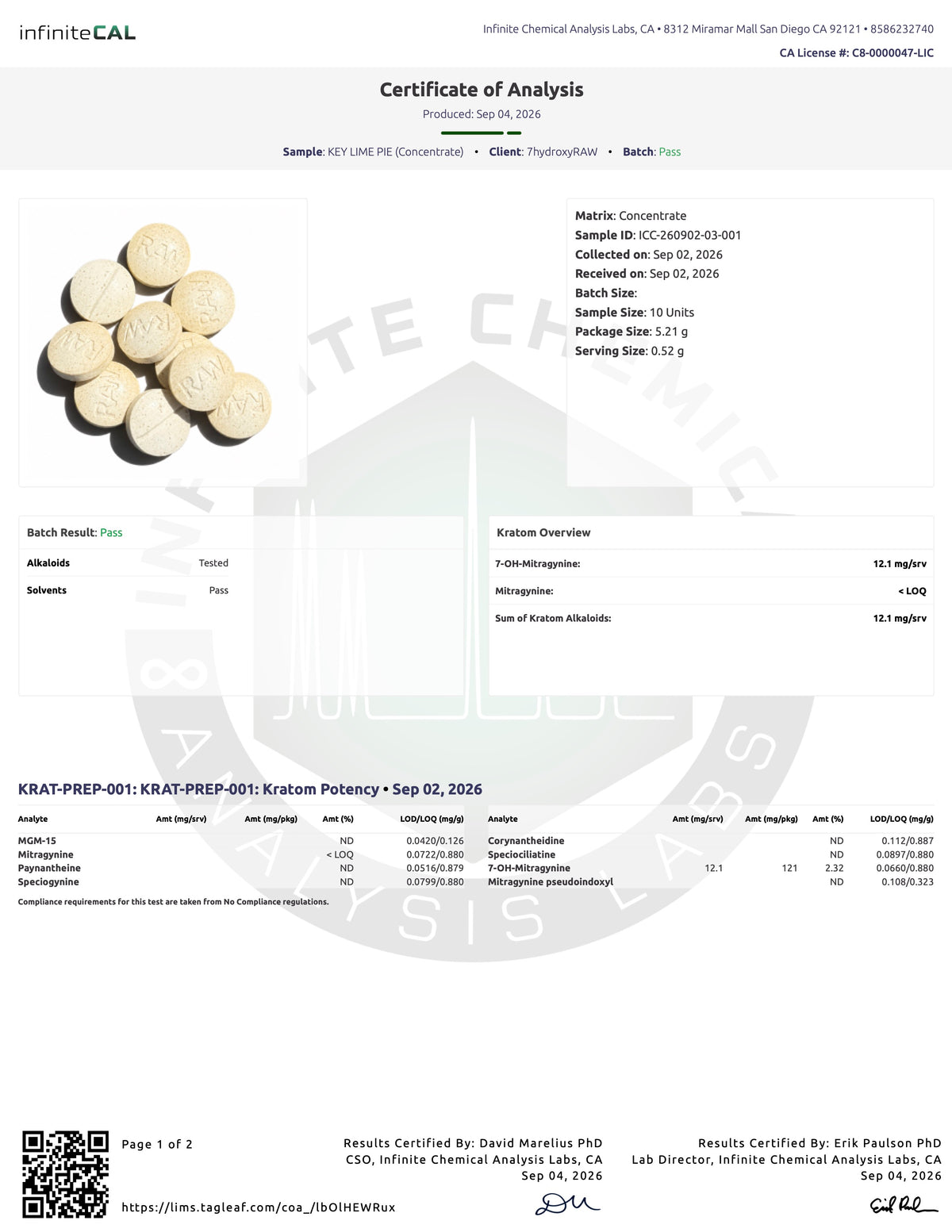 KEY LIME PIE (DYE-FREE) - TOTAL ALKS 12.1MG (12.1MG 7-OH)