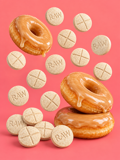 MAPLE DONUT (DYE-FREE) | BATCH TESTED: 70.7MG TOTAL ALKS (66.6MG 7-OH) | BOTTLE LABEL: 60MG
