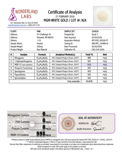 MGM - WHITE GOLD - 99.8% (NO 7-OH)
