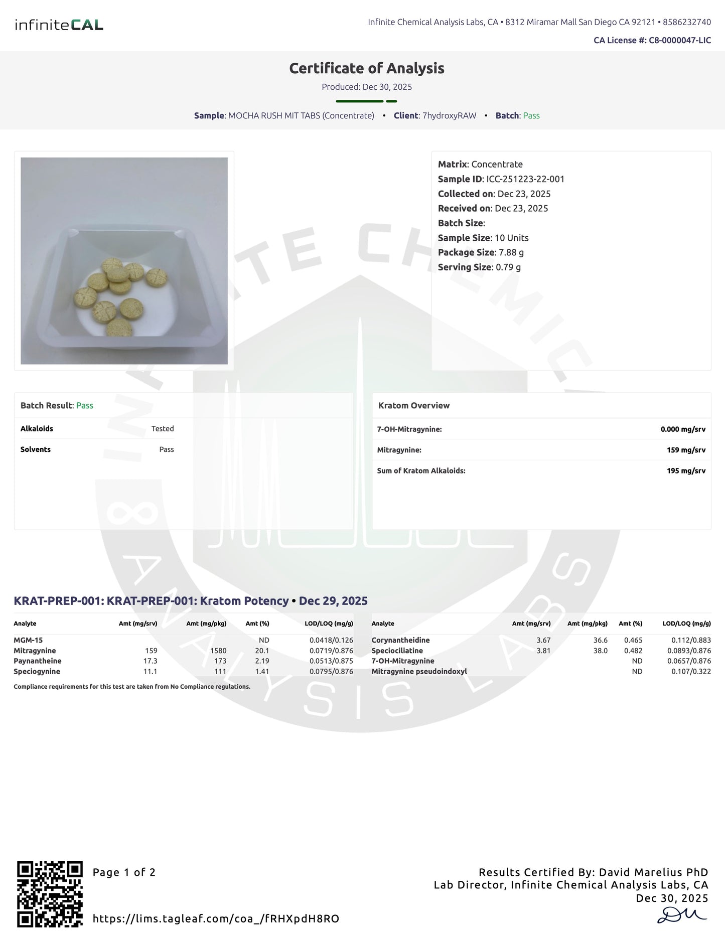 MOCHA RUSH ☕️  MIT TABS - TOTAL ALKS 195MG (159MG MIT) - NO 7-OH