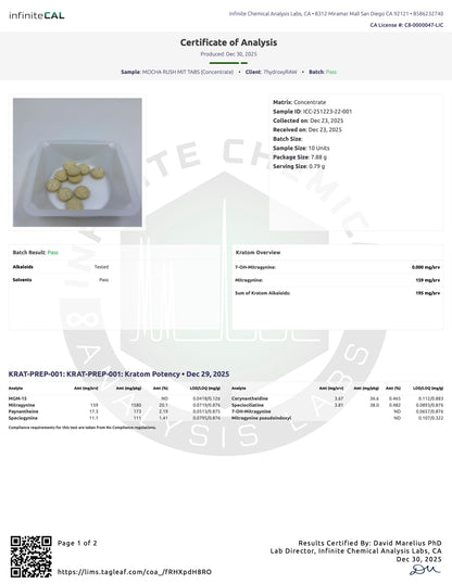 MOCHA RUSH ☕️  MIT TABS - TOTAL ALKS 195MG (159MG MIT) - NO 7-OH