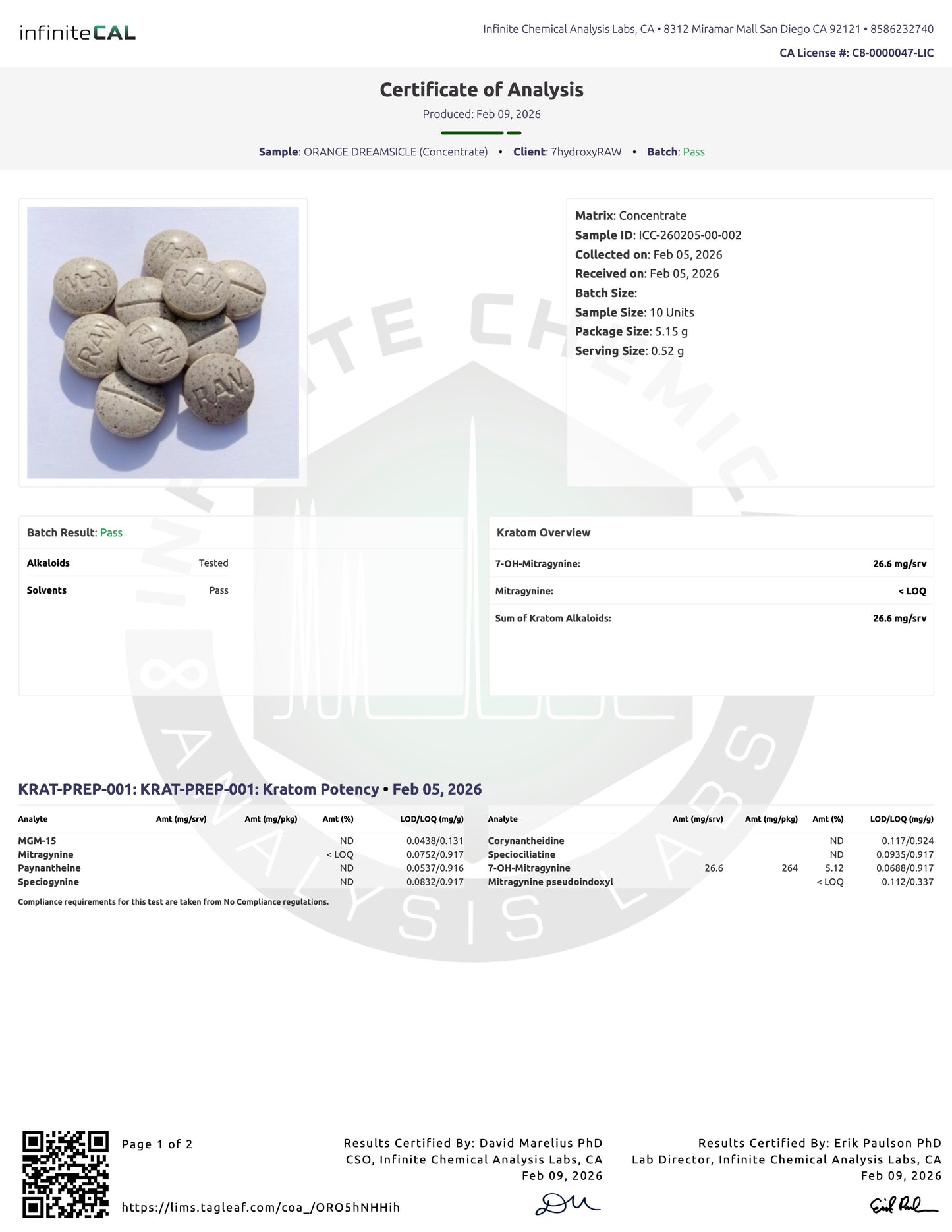 ORANGE DREAMSICLE (DYE-FREE) -  TOTAL ALKS 26.6MG (26.6MG 7-OH)