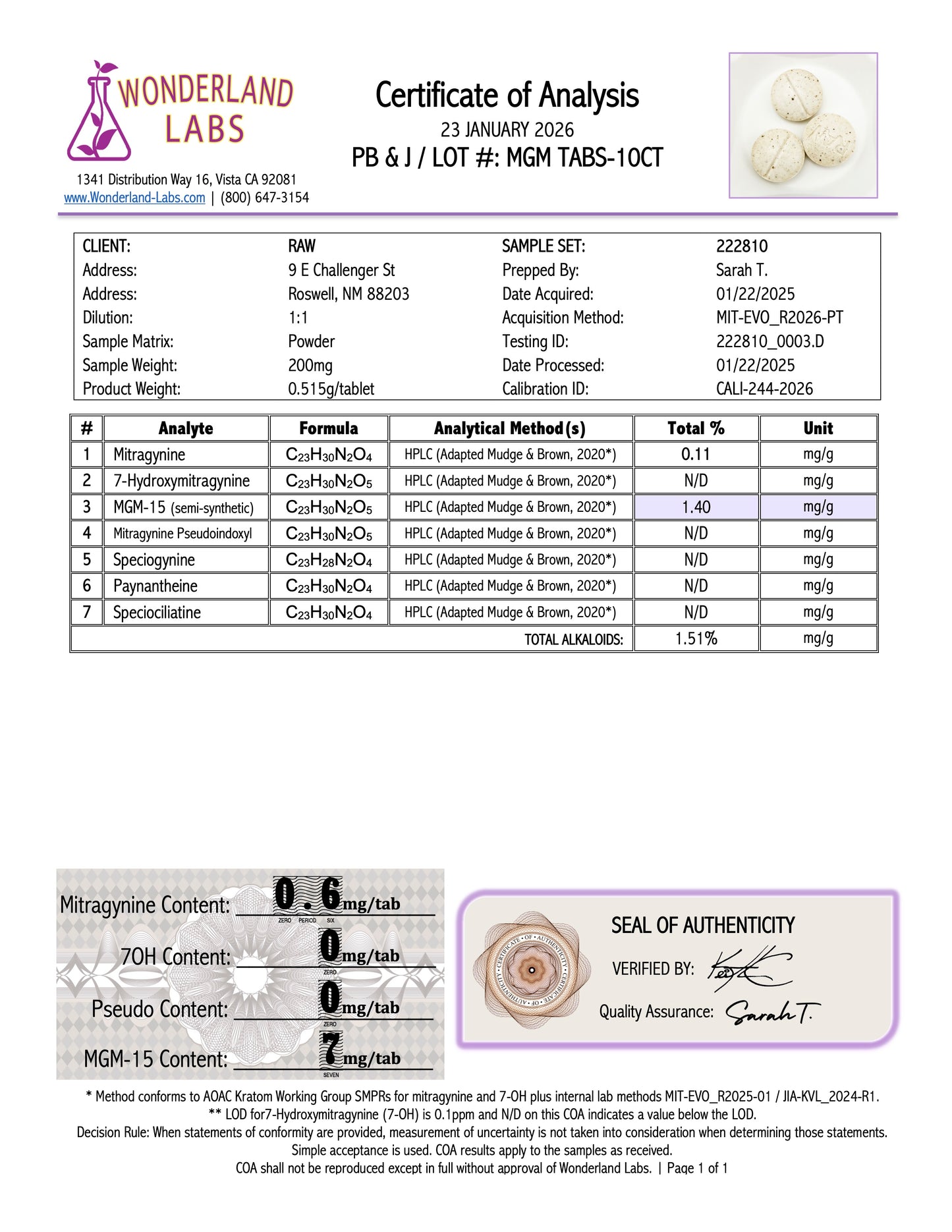 PEANUT BUTTER JELLY - 5.76MG MGM-15 - (NO 7-OH)