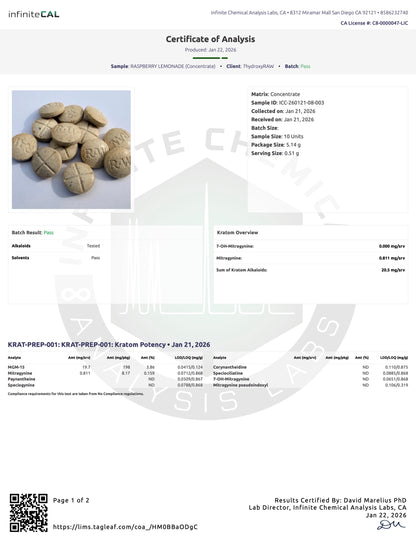 RASPBERRY LEMONADE - 20MG MGM-15 TABS - (NO 7-OH)