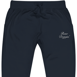 RAW DOGGIN' (WHITE EMBROIDERY) - Unisex Fleece Sweatpants