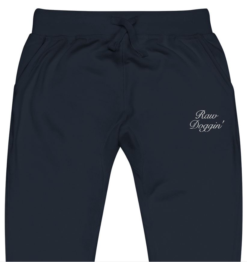 RAW DOGGIN' (WHITE EMBROIDERY) - Unisex Fleece Sweatpants