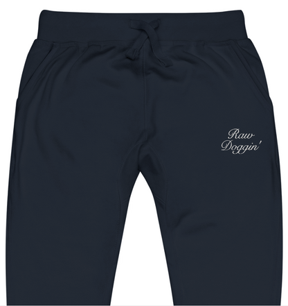 RAW DOGGIN' (WHITE EMBROIDERY) - Unisex Fleece Sweatpants