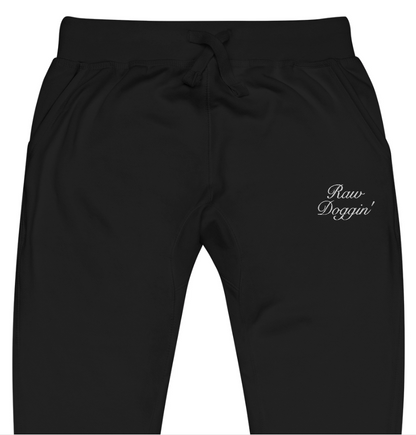 RAW DOGGIN' (WHITE EMBROIDERY) - Unisex Fleece Sweatpants