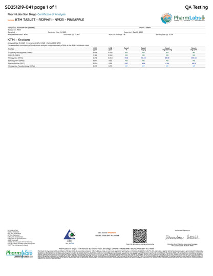ISLAND LEGS 🍍🦵 MIT TABS - TOTAL ALKS 99.9MG (80.6MG MIT) - NO 7-OH