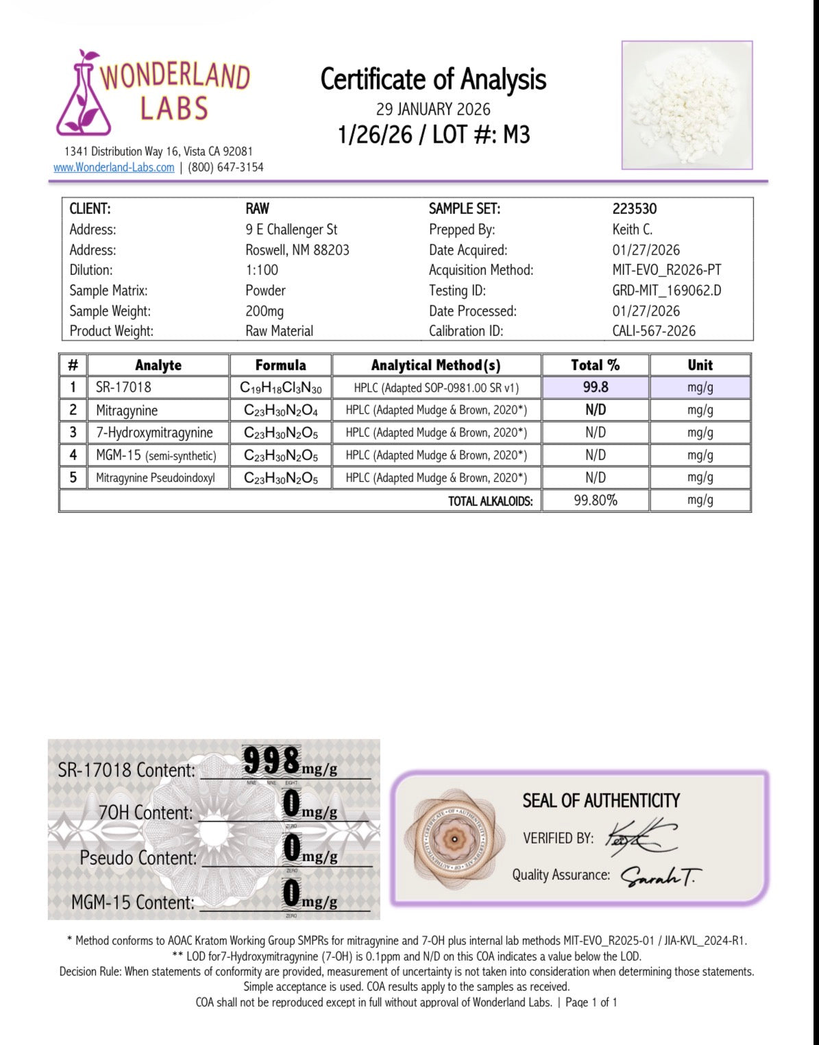 RESET MODE - SR-17018