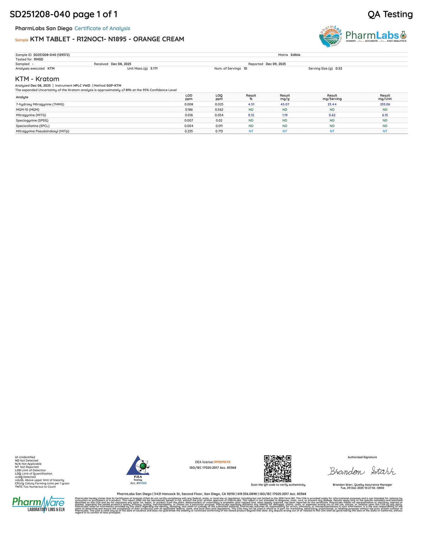 ORANGE DREAMSICLE 20MG (DYE-FREE) -  TOTAL ALKS 24.8MG (23MG 7-OH)