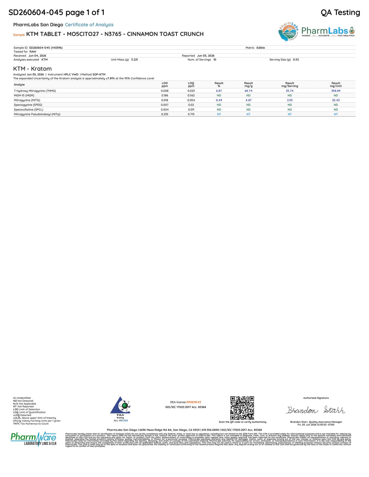 CINNAMON TOAST CRUNCHIES (DYE-FREE) - TOTAL ALKS 35.8MG (34.1MG 7-OH)