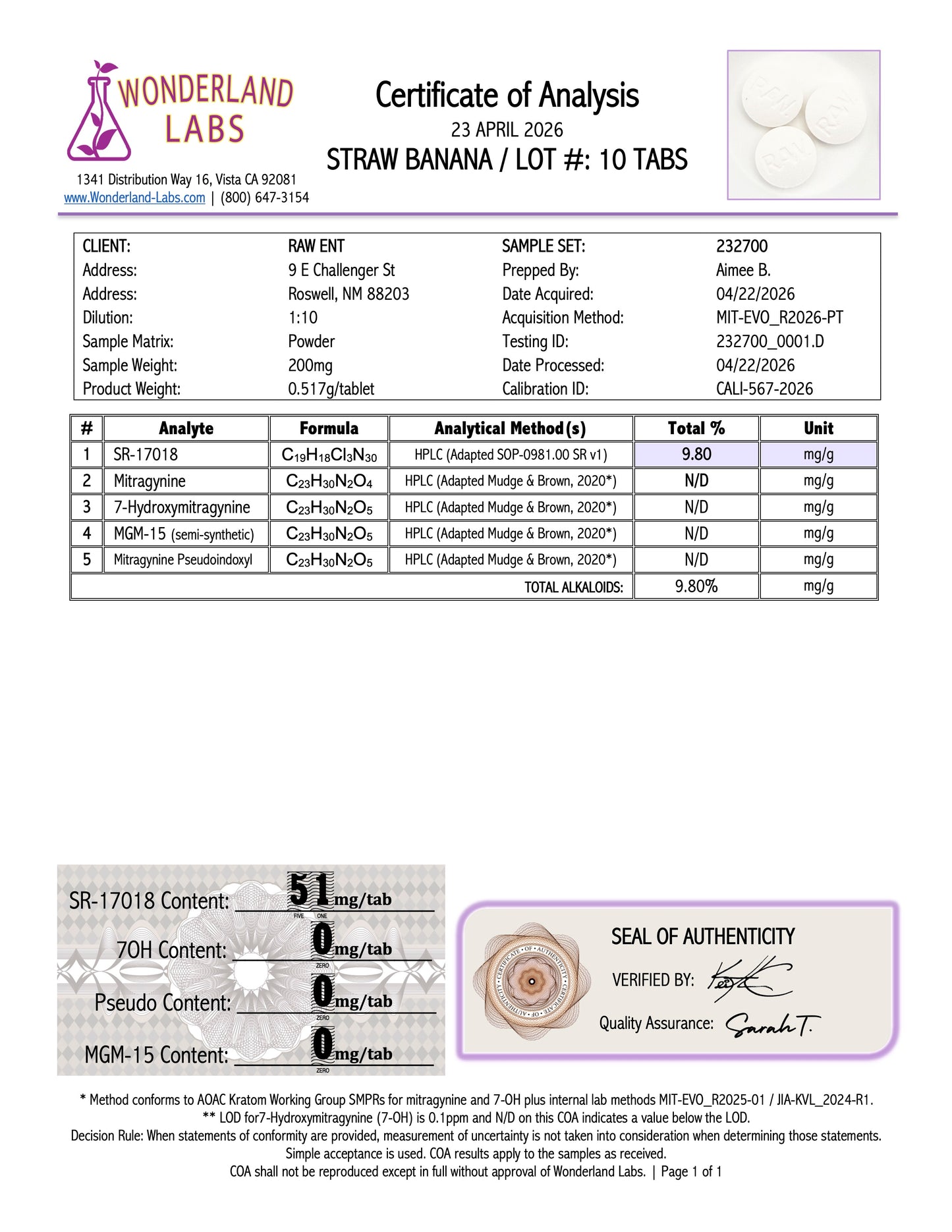STRAWNANA RESET MODE TABS - 51MG - SR-17018