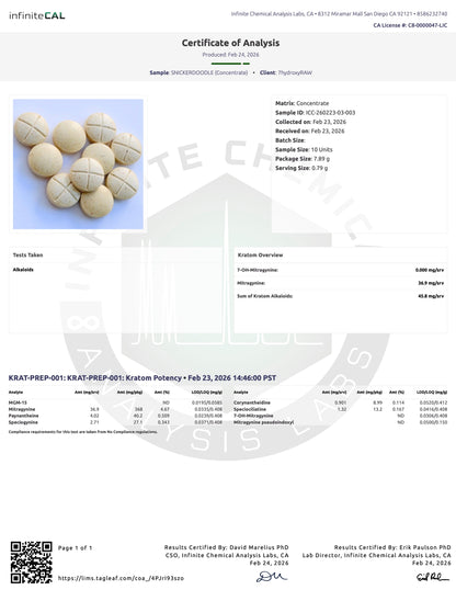SNICKERDOODLE MIT TABS - TOTAL ALKS 45.8MG (36.9MG MIT) - NO 7-OH