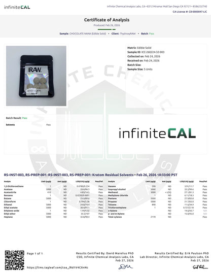CHOCOLATE NANA - TOTAL ALKS 83MG (31.1MG 7-OH/35.1 MIT)