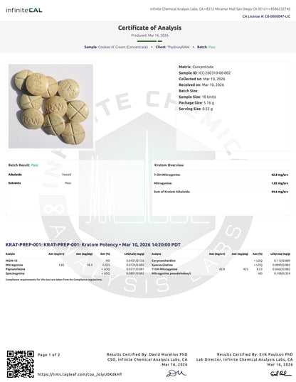 COOKIES N' CREAM (DYE-FREE) - TOTAL ALKS 44.6MG (42.8MG 7-OH)