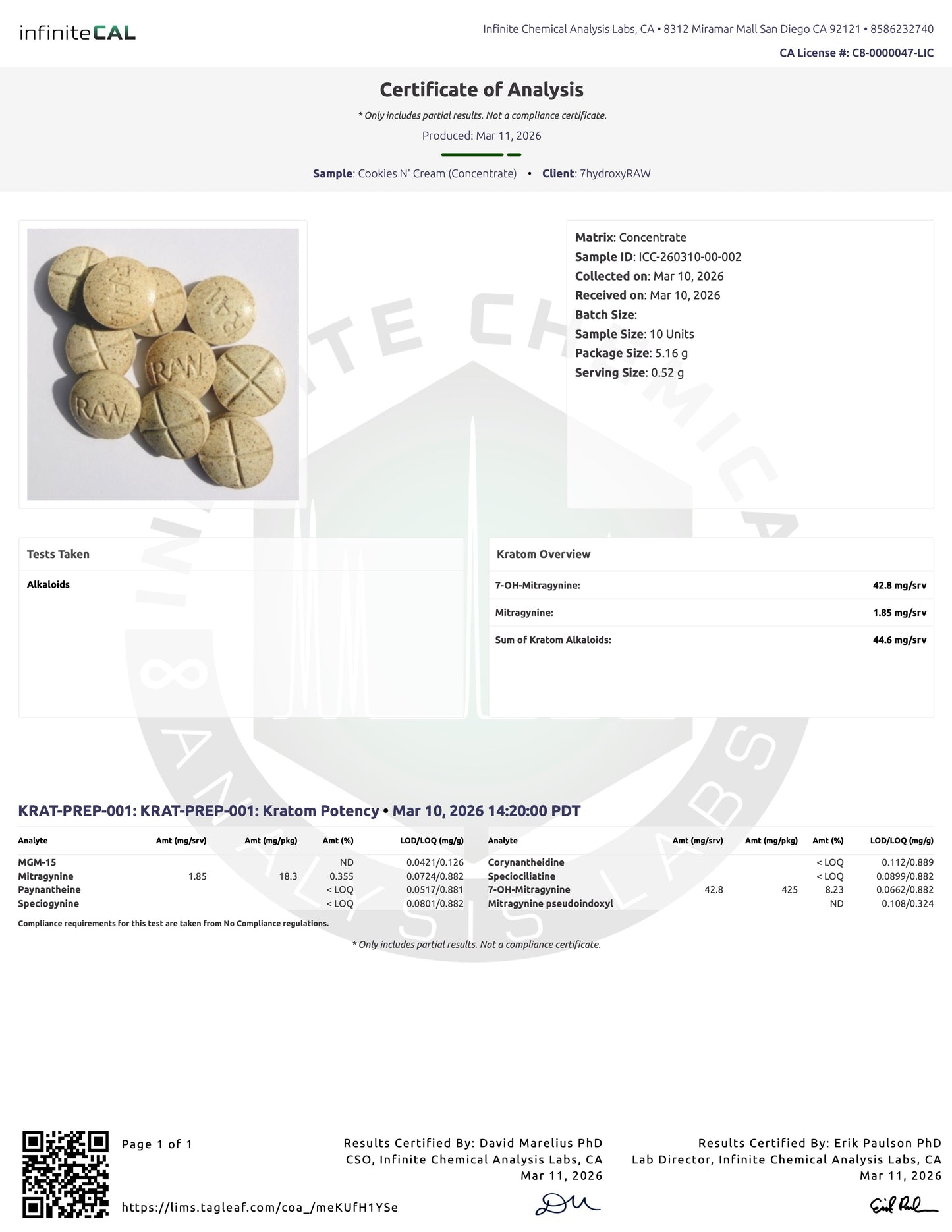 COOKIES N' CREAM (DYE-FREE) - TOTAL ALKS 44.6MG (42.8MG 7-OH)