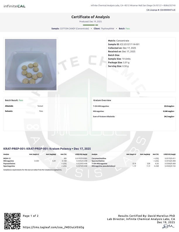COTTON CANDY (DYE-FREE) - TOTAL ALKS 26.1MG (26.1MG 7-OH)