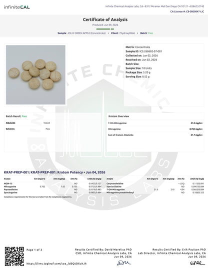 JOLLY GREEN APPLE (DYE-FREE) - TOTAL ALKS 21.7MG (21MG 7-OH)