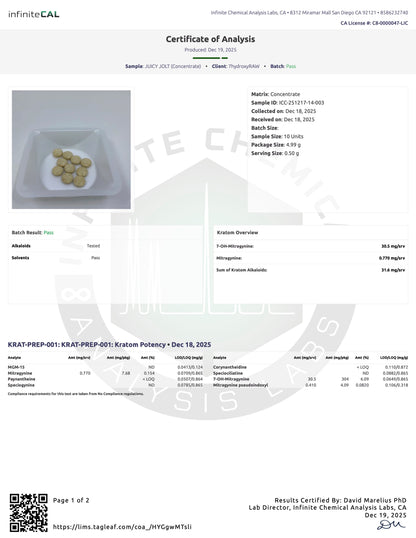 JUICY JOLT (DYE-FREE) - TOTAL ALKS 31.6MG (30.5MG 7-OH)