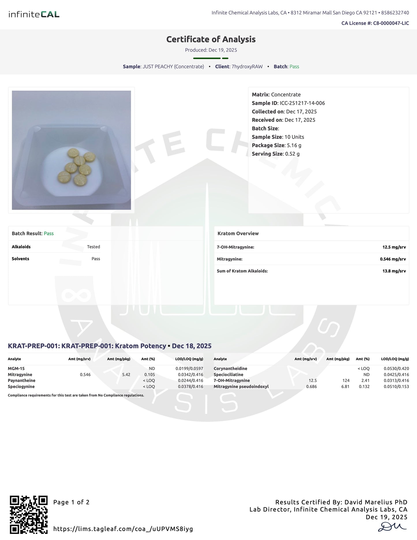 JUST PEACHY (DYE-FREE) - TOTAL ALKS 13.4MG (13.2 MG 7-OH)