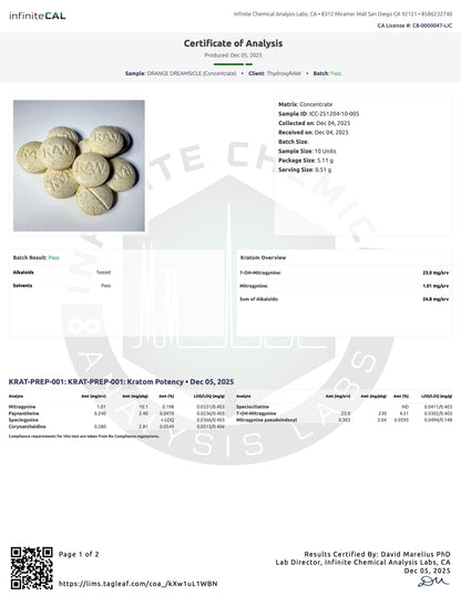 ORANGE DREAMSICLE 20MG (DYE-FREE) -  TOTAL ALKS 24.8MG (23MG 7-OH)