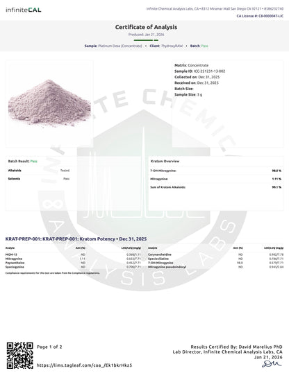 PLATINUM DOSE - TOTAL ALKS 99.1% (98% 7-OH)