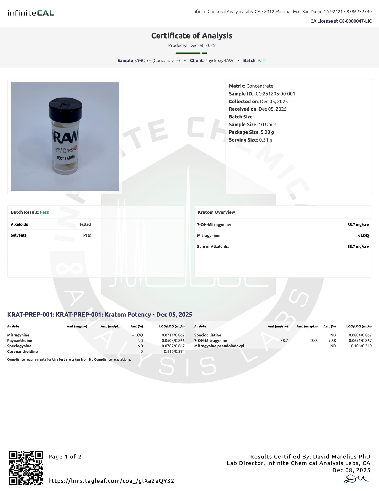 s'MOres (DYE-FREE) - 47.2 TOTAL ALKS (45.3MG 7-OH)