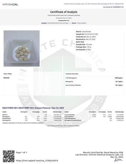 SNICKERDOODLE 40MG MIT TABS - TOTAL ALKS 49.1MG - NO 7-OH (42.1MG MIT)