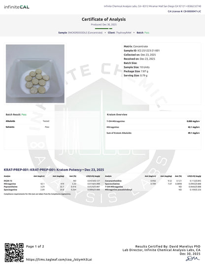 SNICKERDOODLE MIT TABS - TOTAL ALKS 45.8MG (36.9MG MIT) - NO 7-OH
