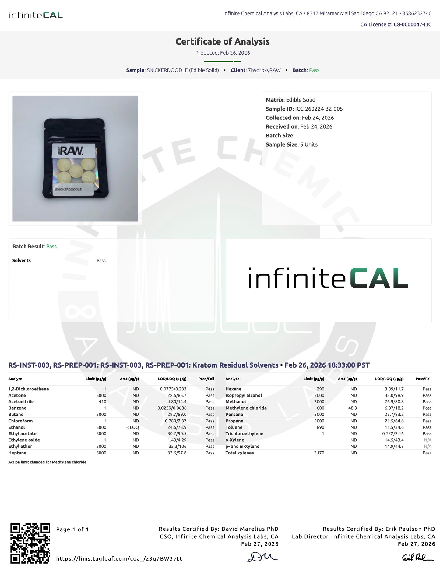 SNICKERDOODLE MIT TABS - TOTAL ALKS 45.8MG (36.9MG MIT) - NO 7-OH