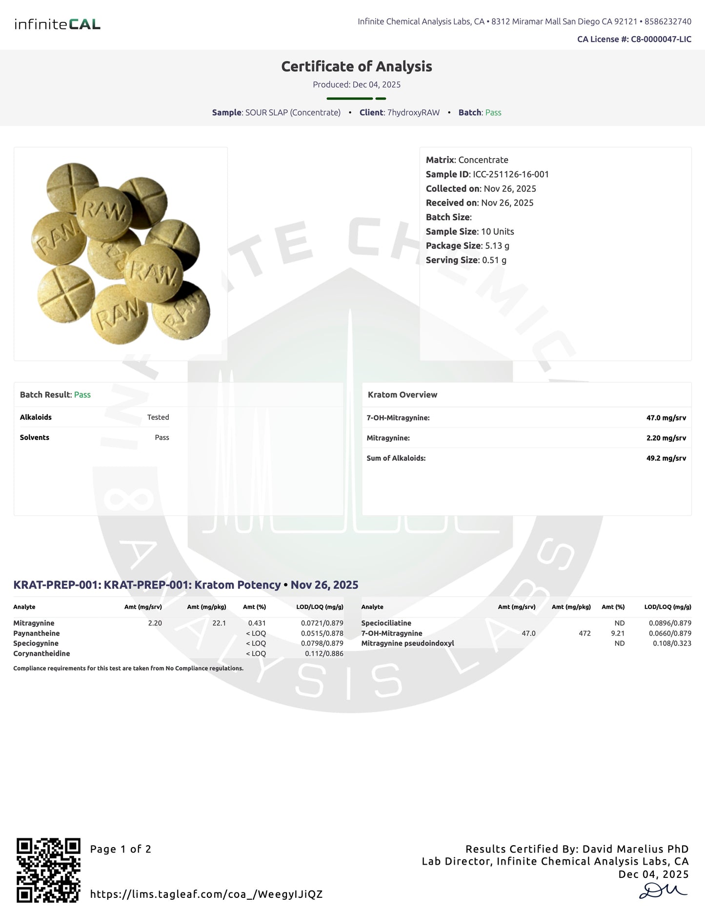 SOUR SLAP - 45MG (DYE-FREE) - TOTAL ALKS 49.2MG (47MG 7-OH)