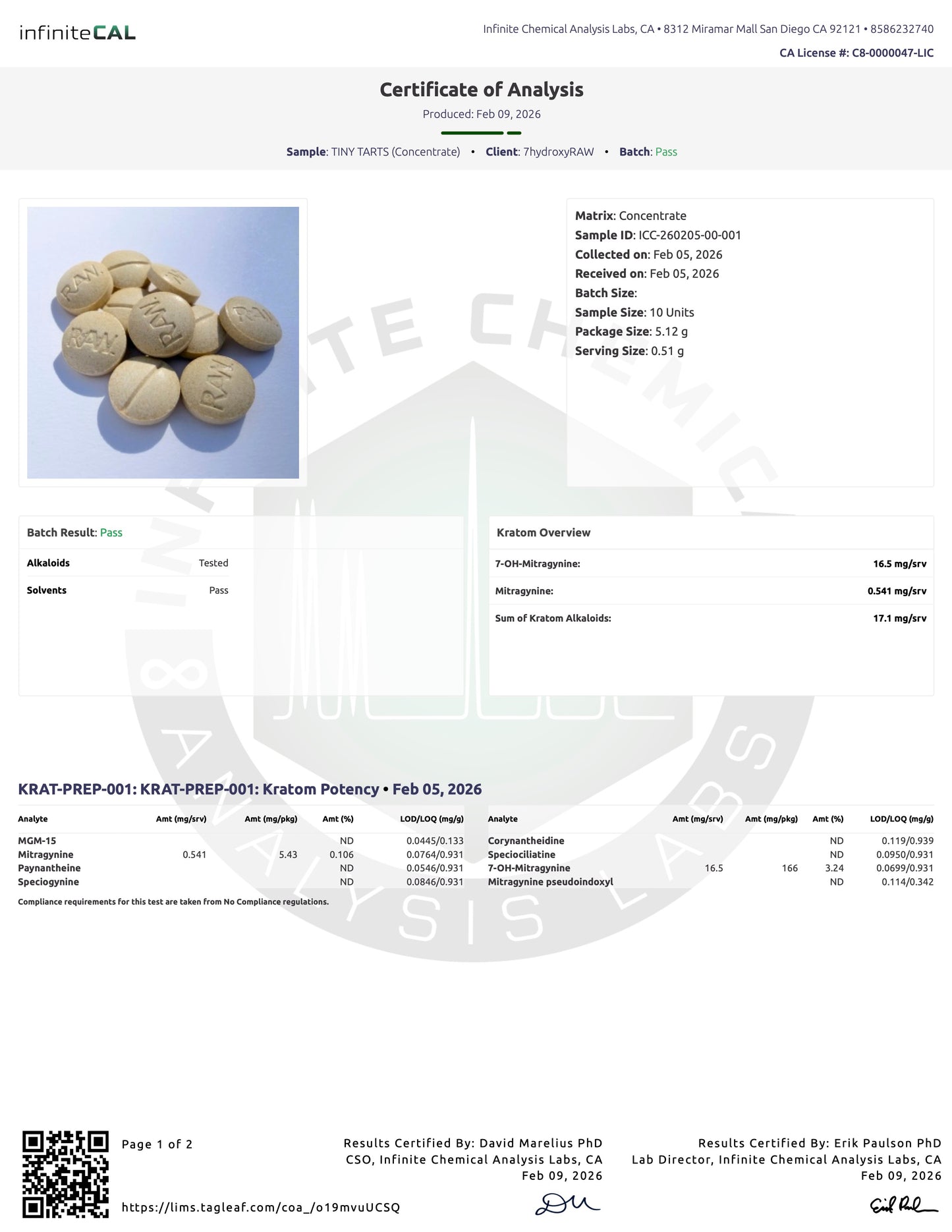 TINY TARTS 🍋 (DYE-FREE) - TOTAL ALKS 17.1MG (16.5MG 7-OH)